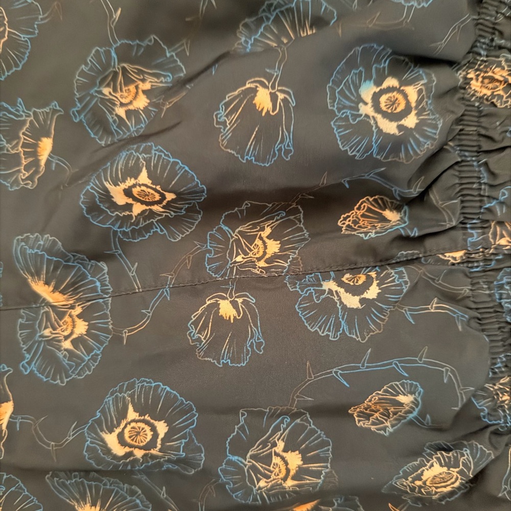 Floral Print Skirt with Blue and Gold Accents